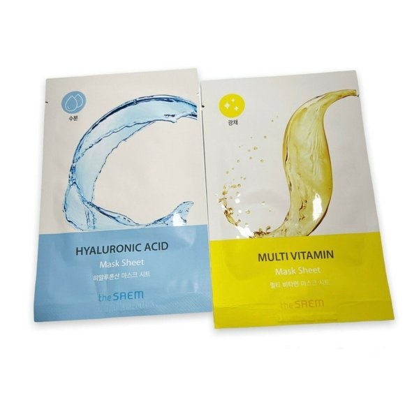 The Saem DUO Sheet Mask HYALURONIC ACID & MULTI VITAMIN - Picture 1 of 2